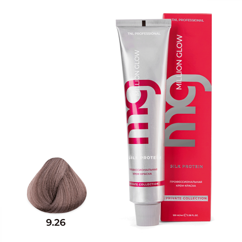 Крем-краска для волос TNL Million glow Private collection Silk protein оттенок 9.26 очень светлый блонд розовый, 100ml