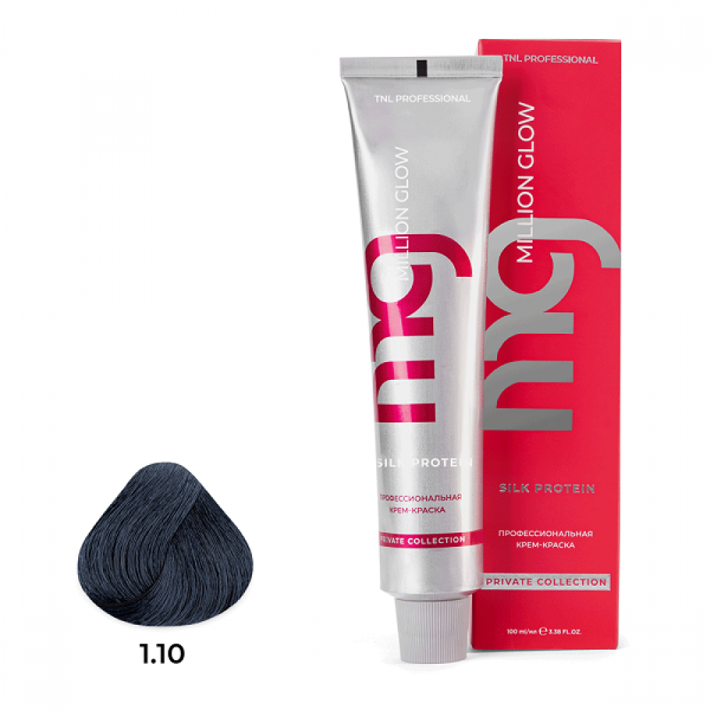 Крем-краска для волос TNL Million glow Private collection Silk protein оттенок 1.10 иссиня-черный, 100ml