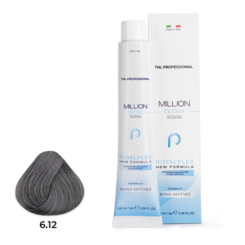 Крем-краска для волос TNL Million Gloss оттенок 6.12 Темный блонд пепельный перламутровый 100 мл