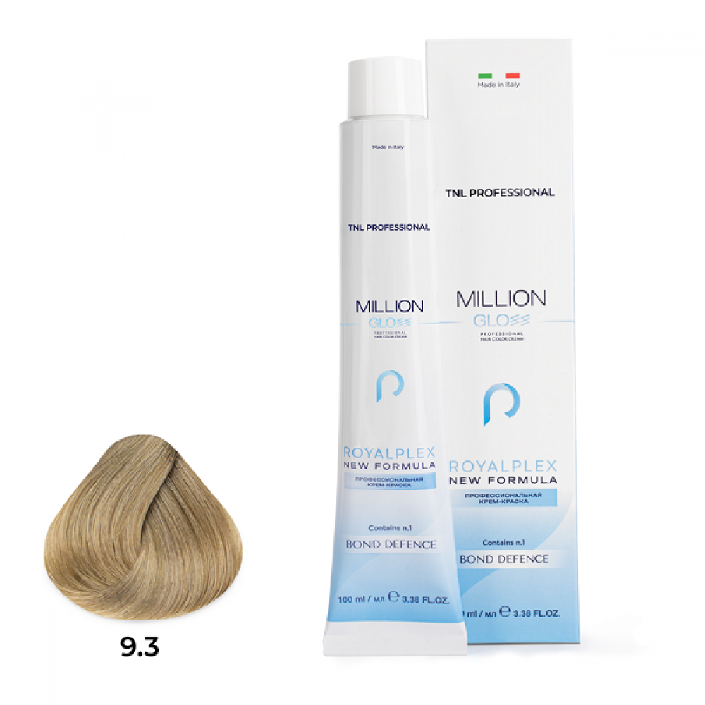 Крем-краска для волос TNL Million Gloss оттенок 9.3 Очень светлый блонд золотистый 100 мл