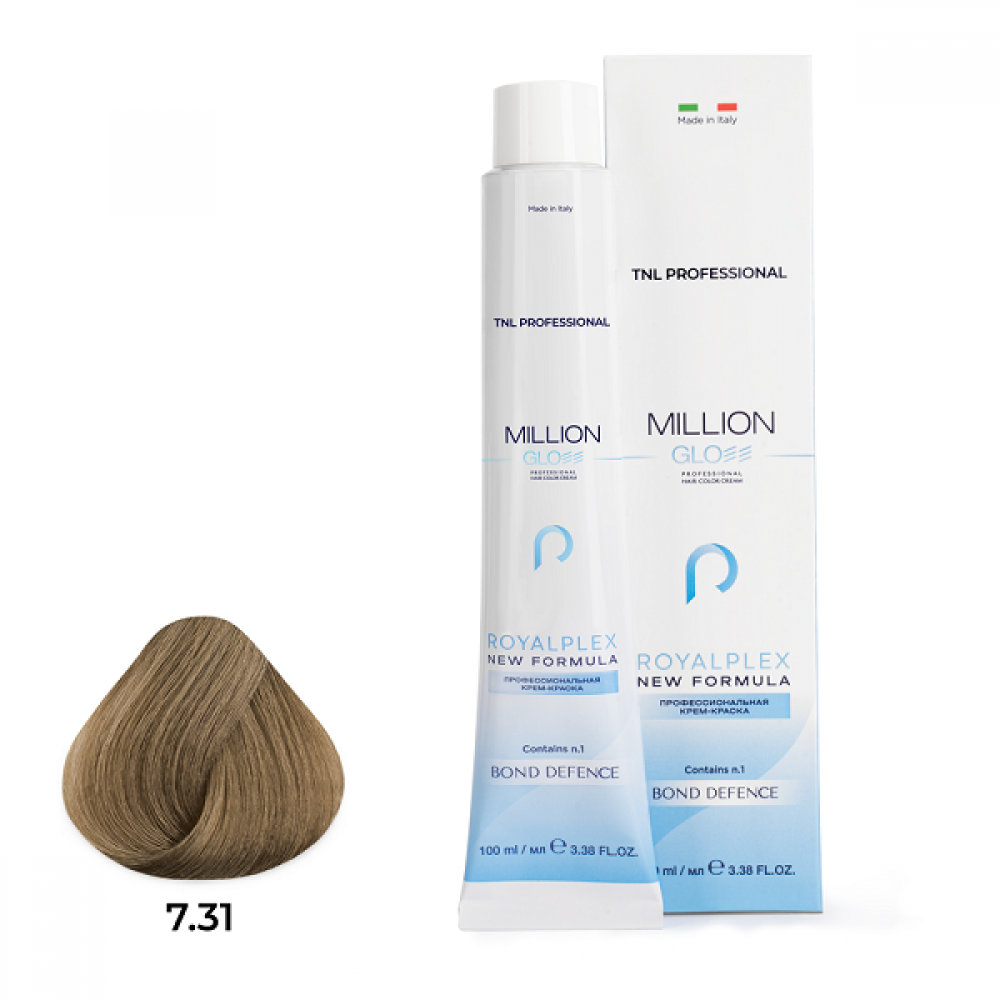 Крем-краска для волос TNL Million Gloss оттенок 7.31 Блонд золотистый бежевый 100 мл