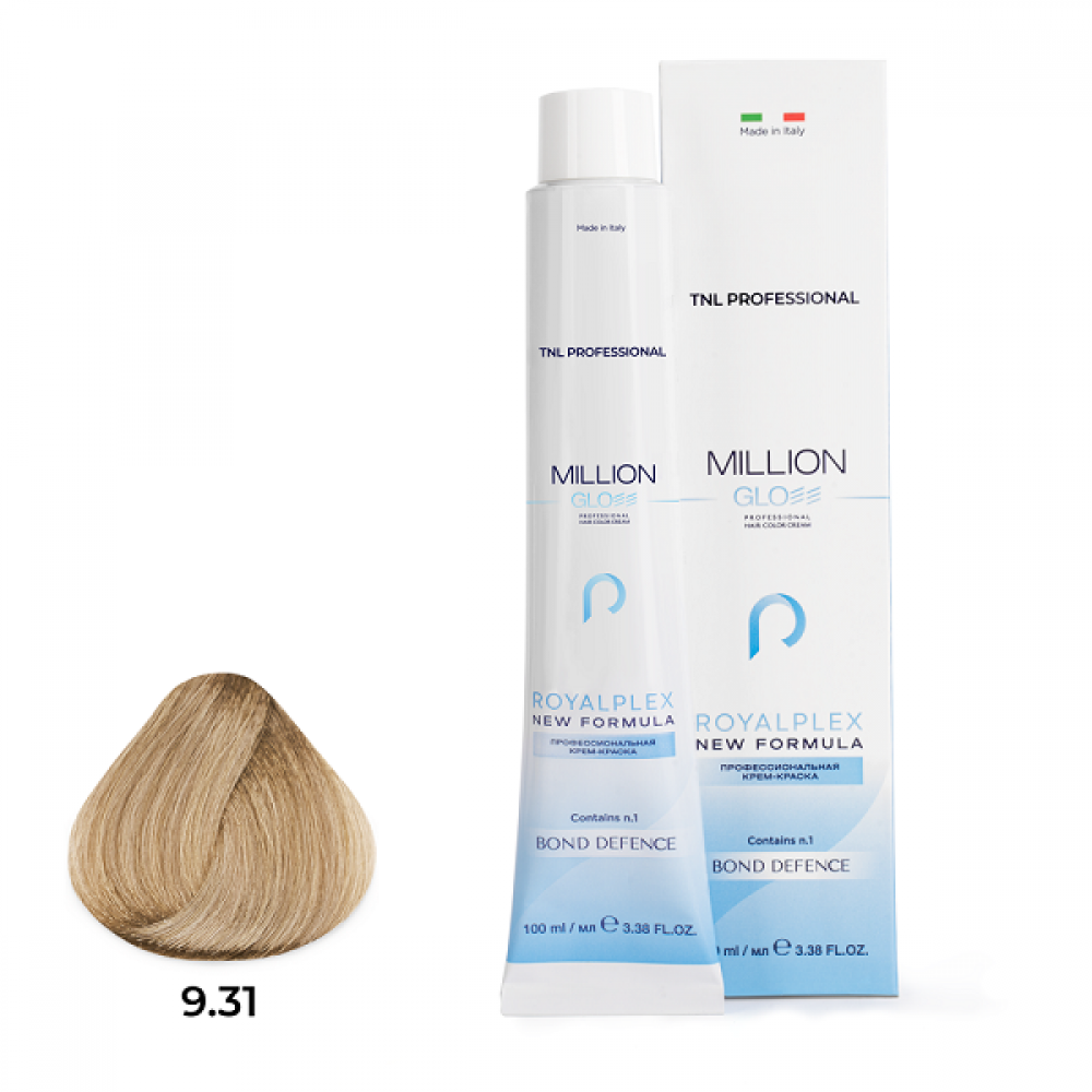 Крем-краска для волос TNL Million Gloss оттенок 9.31 Очень светлый блонд золотистый бежевый 100 мл