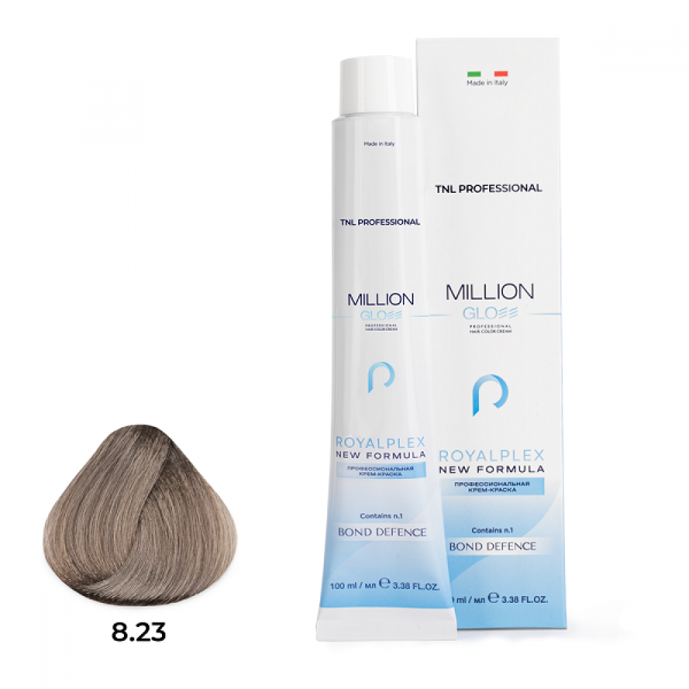 Крем-краска для волос TNL Million Gloss оттенок 8.23 Светлый блонд перламутровый золотистый 100 мл