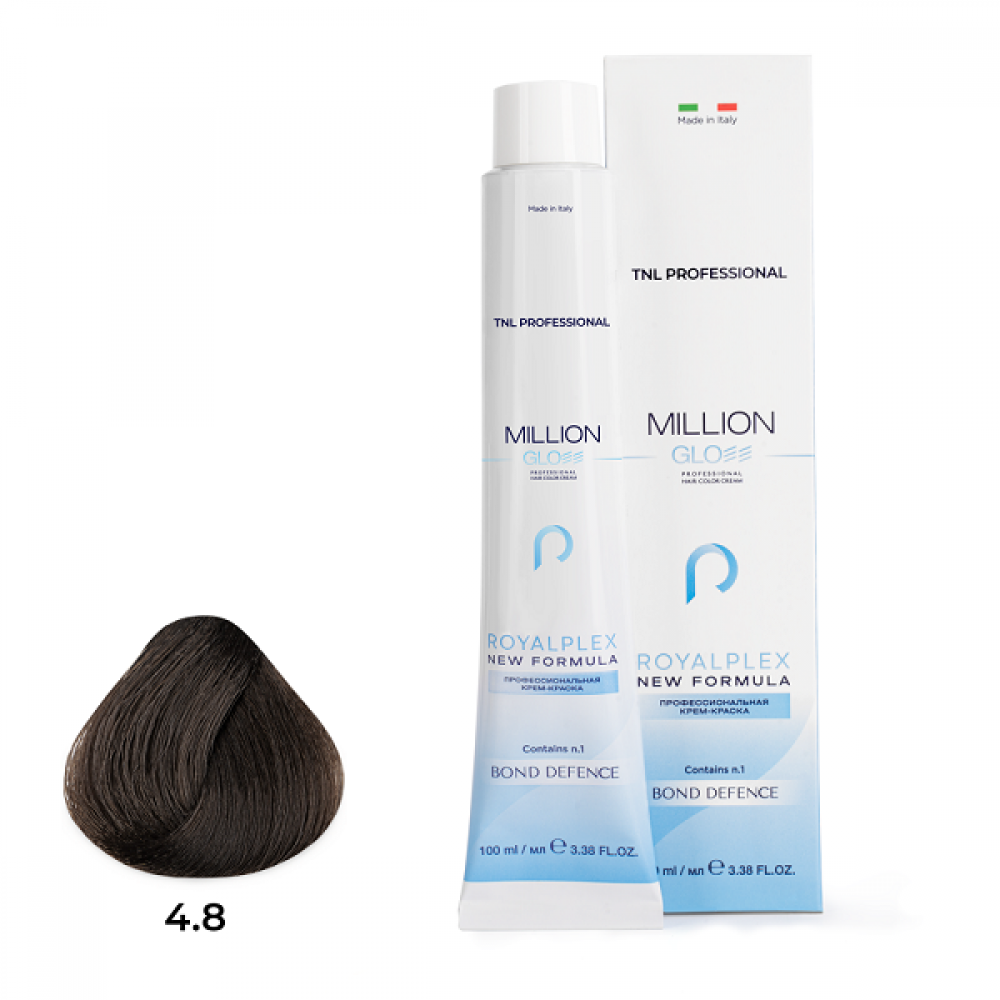 Крем-краска для волос TNL Million Gloss оттенок 4.8 Коричневое какао 100 мл