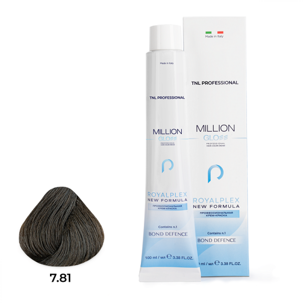 Крем-краска для волос TNL Million Gloss оттенок 7.81 Блонд карамельный пепельный 100 мл