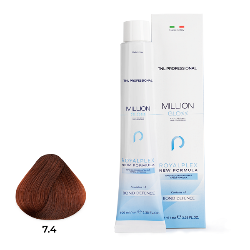 Крем-краска для волос TNL Million Gloss оттенок 7.4 Блонд медный 100 мл