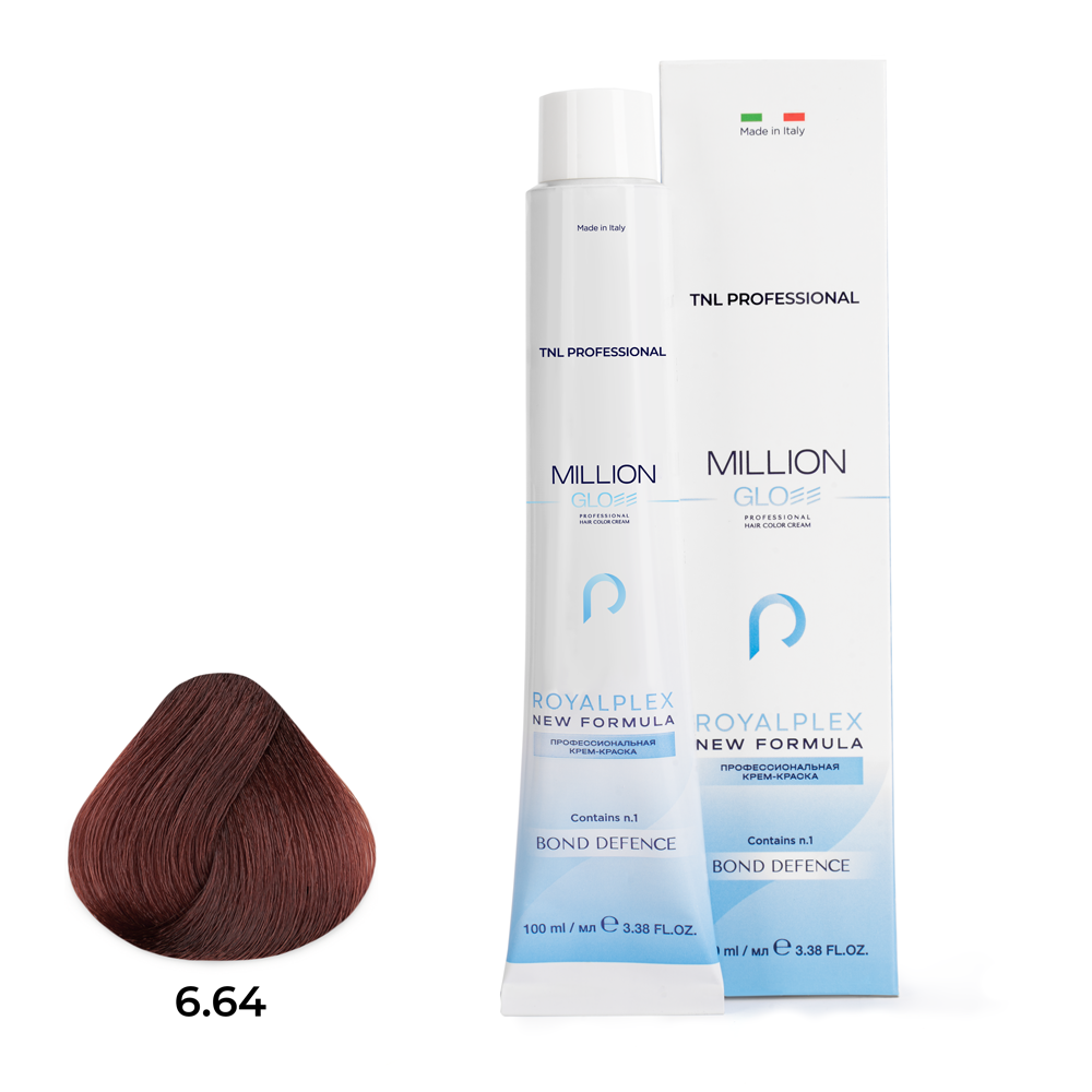 Крем-краска для волос TNL Million Gloss оттенок 6.64 Темный блонд красный медный,100 мл