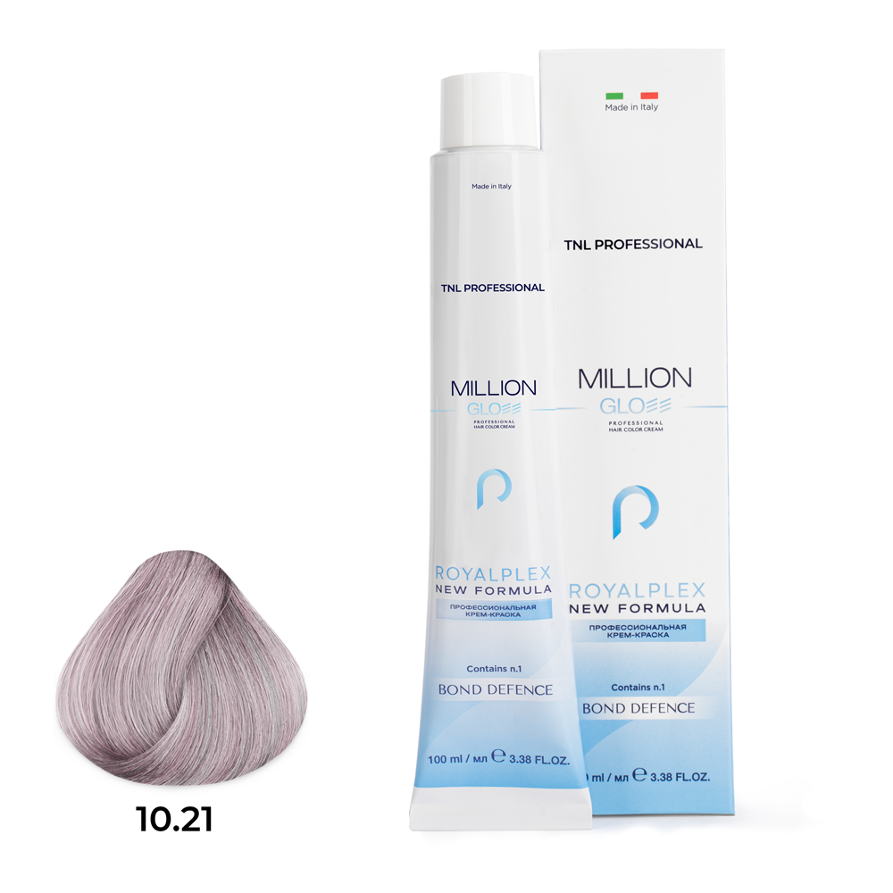 Крем-краска для волос TNL Million Gloss оттенок 10.21 Платиновый блонд фиолетовый пепельный,100 мл