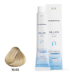 Крем-краска для волос TNL Million Gloss оттенок 10.02 Платиновый блонд прозрачный фиолетовый 100 мл