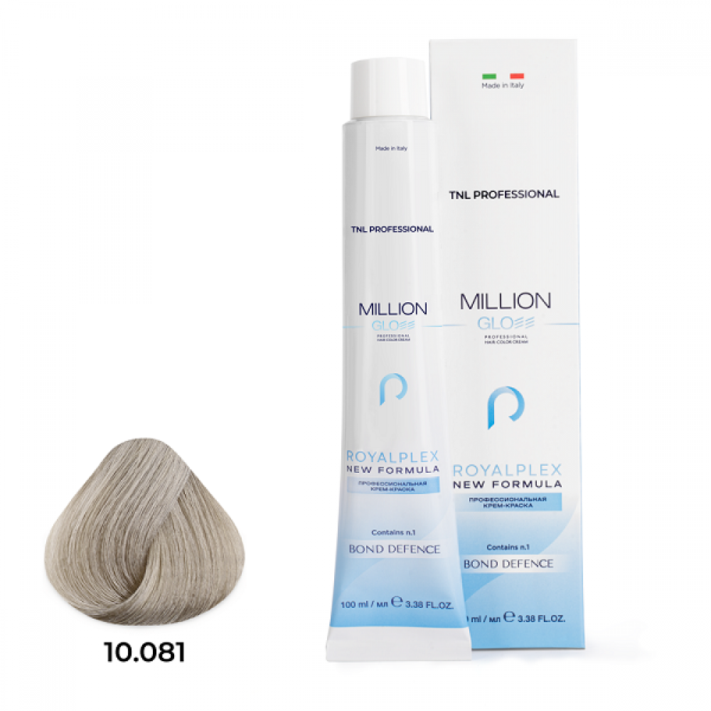 Крем-краска для волос TNL Million Gloss оттенок 10.081 Платиновый блонд пастельный ледяной 100 мл