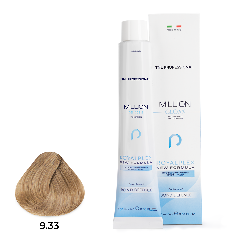 Крем-краска для волос TNL Million Gloss оттенок 9.33 Очень светлый блонд золотистый интенсив. 100 мл