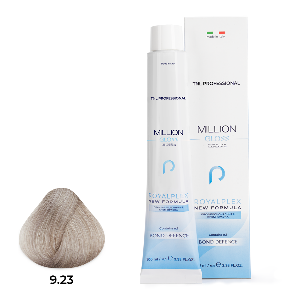 Крем-краска для волос TNL Million Gloss оттенок 9.23 Очень светлый блонд перламутр. золотистый,100мл