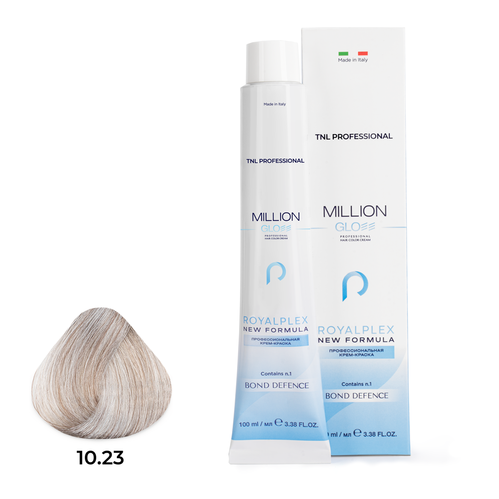  Крем-краска для волос TNL Million Gloss оттенок 10.23 Платиновый блонд перламутр. золотистый,100 мл 