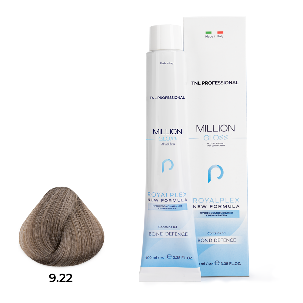 Крем-краска для волос TNL Million Gloss оттенок 9.22 Очень светлый блонд фиолетовый интенсив. 100мл