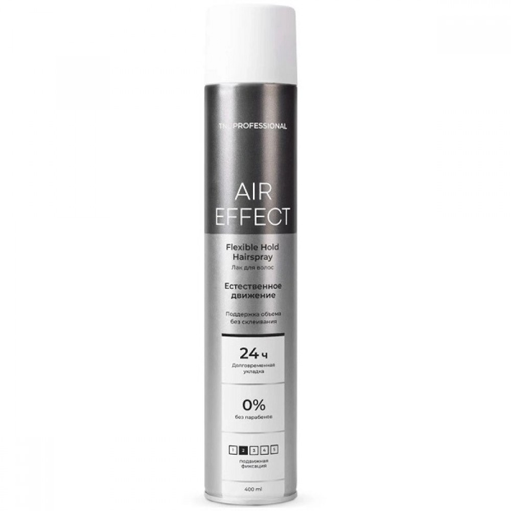 Стойкий лак для волос "Подвижная фиксация" TNL Professional Air Effect Flexible Hold Hairspray 400 мл