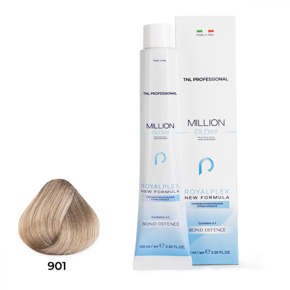Крем-краска для волос TNL Million Gloss оттенок 901 Осветляющий пепельный 100 мл
