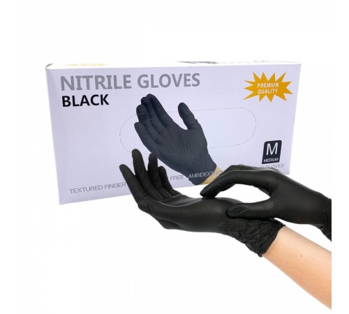 Перчатки нитриловые M 50 пар черные Nirtile Gloves