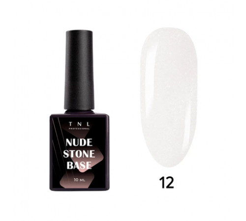 TNL, База для гель-лака Nude Stone Base, жесткая, с шиммером №12 - светлый серый, 10 мл - Серый