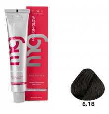 Крем-краска для волос TNL Million glow Private collection Silk protein 6.18 Темный блонд пепельный шоколадный, 100 мл
