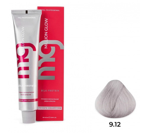  Крем-краска для волос TNL Million glow Private collection Silk protein 9.12 оттенок очень светлый блонд пепельный перламутровый