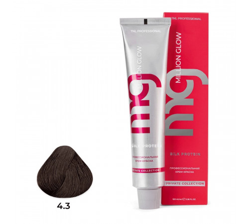 Крем-краска для волос TNL Million glow Private collection Silk protein оттенок 4.3 коричн. золотистый 100 мл